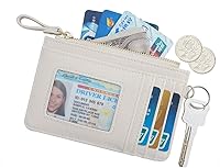Vista 2 de Aiyo Nice Funda delgada para tarjetas RFID para mujer, cartera con cremallera, cartera de piel pequeña, monedero con llavero