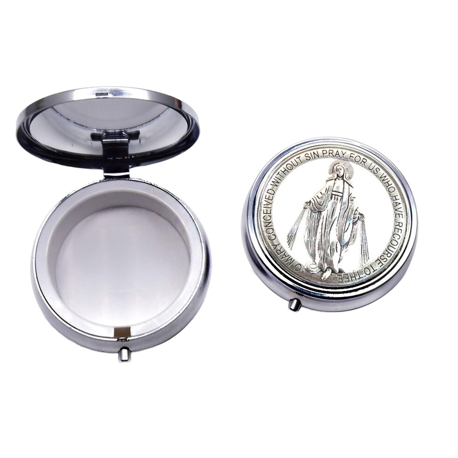 YROHGKPN Metal Rosary Jewelry Box with Crucifix Design Catholic Prayer Beads & Religious Keepsakes Storage Case for Women Keepsakes Box to Store Her Rosary