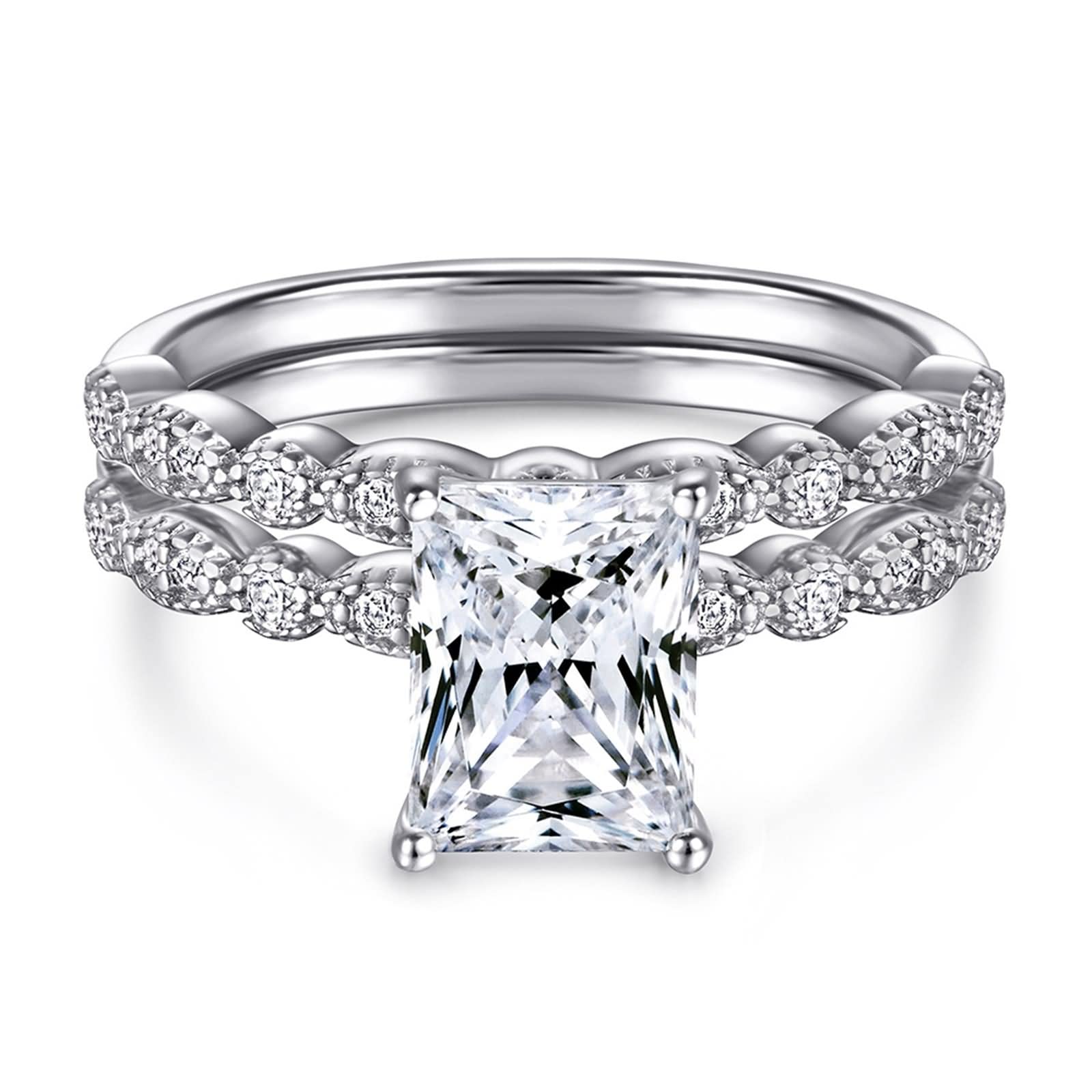 Ringe aus S925-Sterlingsilber für Damen, Tagesgeschenke für Damen, Abnehmbarer quadratischer Ring aus Silber, Sterlingsilber mit quadratischem Zirkonia, Größe L 1/2
