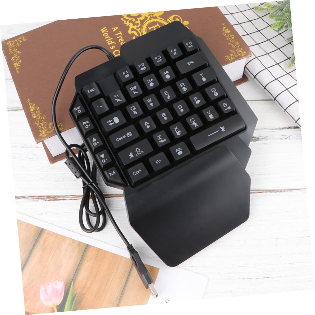 NUOBESTY Teclado Mecánico para Juegos para Zurdos Teclado RGB Retroiluminado Compacto y Portátil Controlador Sola Mano para Móvil Adecuado para Juegos y Entretenimiento 1 Negro