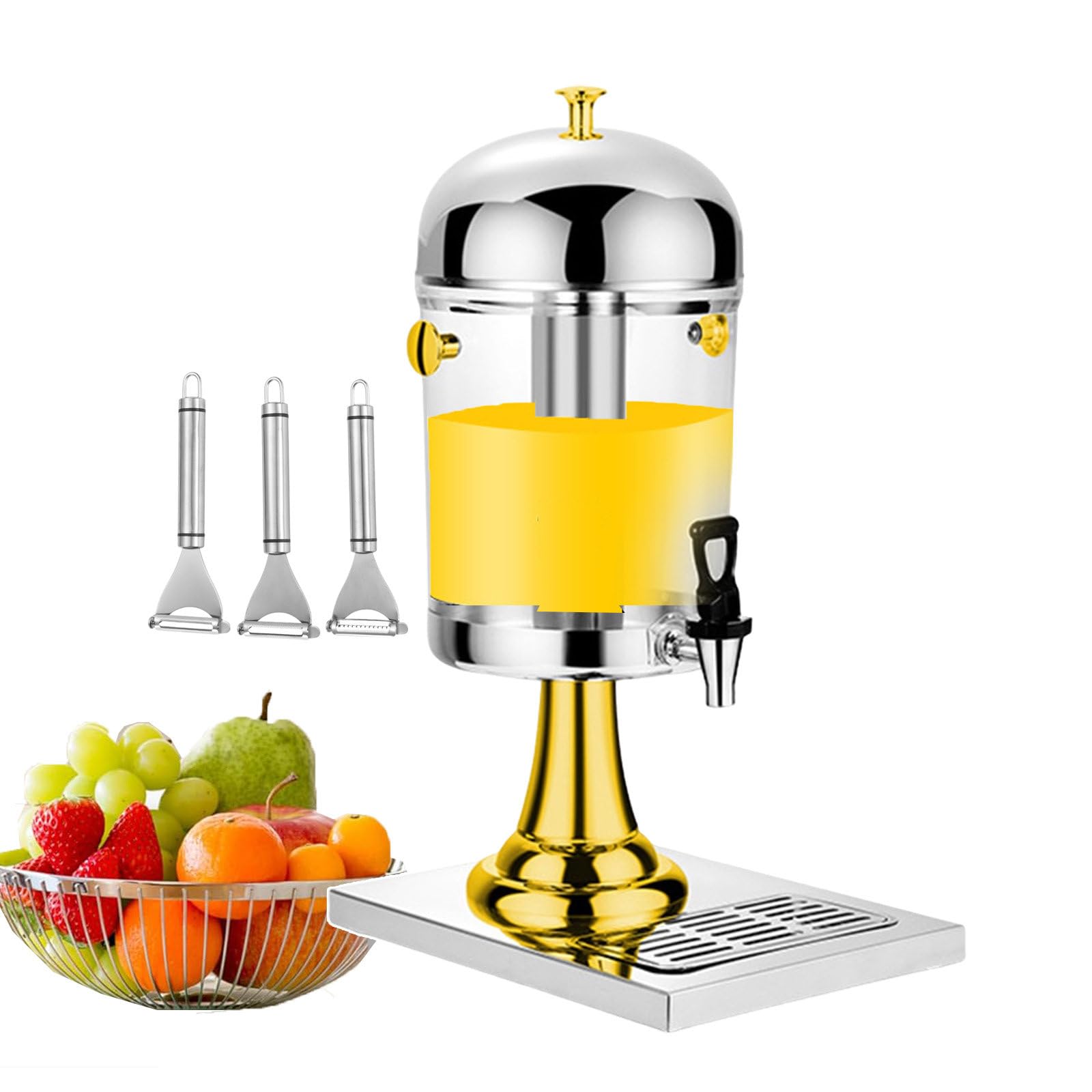 asdchZen Beverage Dispensers Commercial Drink Dispenser With 8L Capacity, Juice Dispensers With Faucet And Drip Trays For Parties And Events, Banquets And Cafes,Gold
