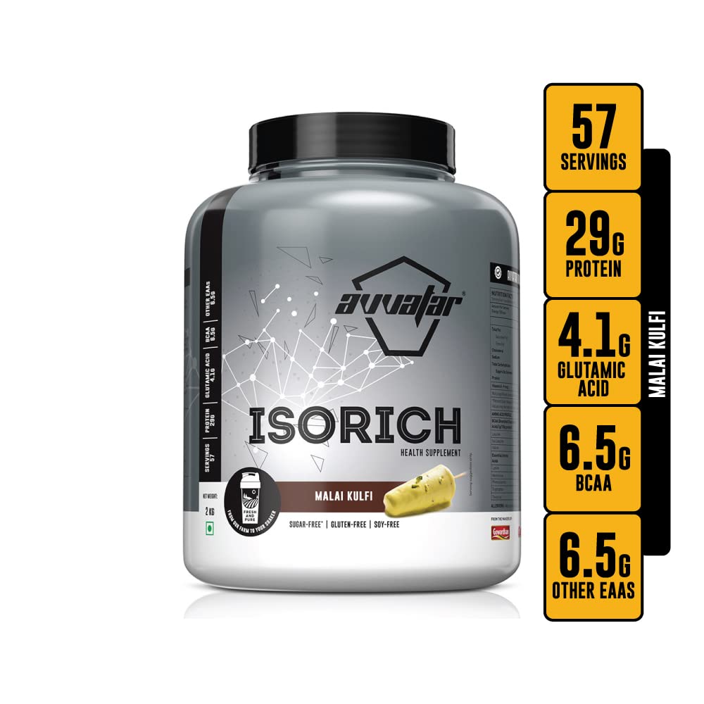 avvatar ISORICH WHEY PROTEIN | 2Kg | Malai Kulfi Flavour | 29g Protein | 57 Servings | Isolate — Amazon image 2