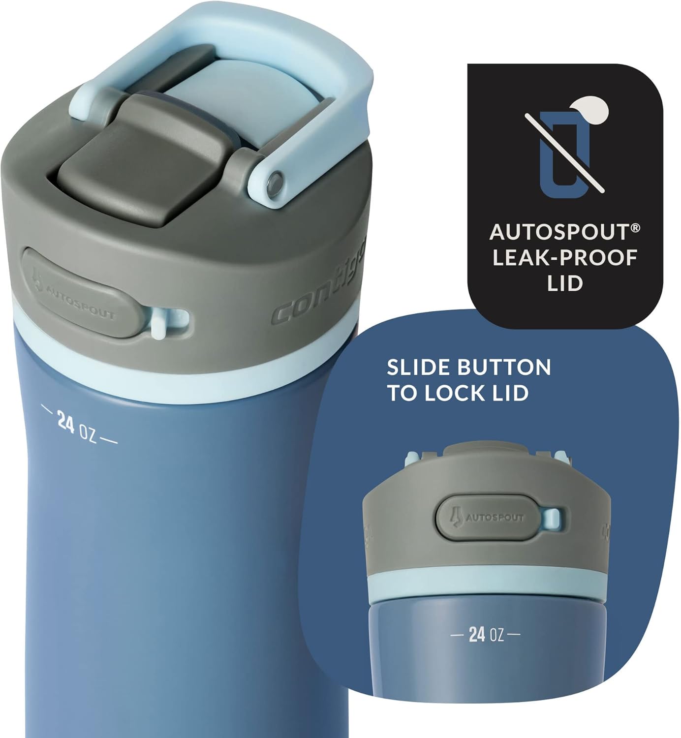 Contigo Wells Chill Stainless Steel Filter Water Bottle with AUTOSPOUT Straw Lid and Replacement Filter, 24 Oz. [color] - Image 4