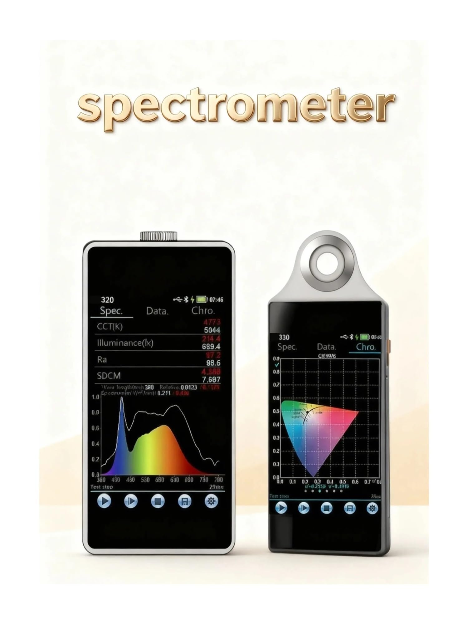 Espectrofotómetro, Espectrómetro 320/330: Rango De Longitud Onda 380-780 Nm, Medición Iluminancia Alta Precisión Y Análisis Espectral