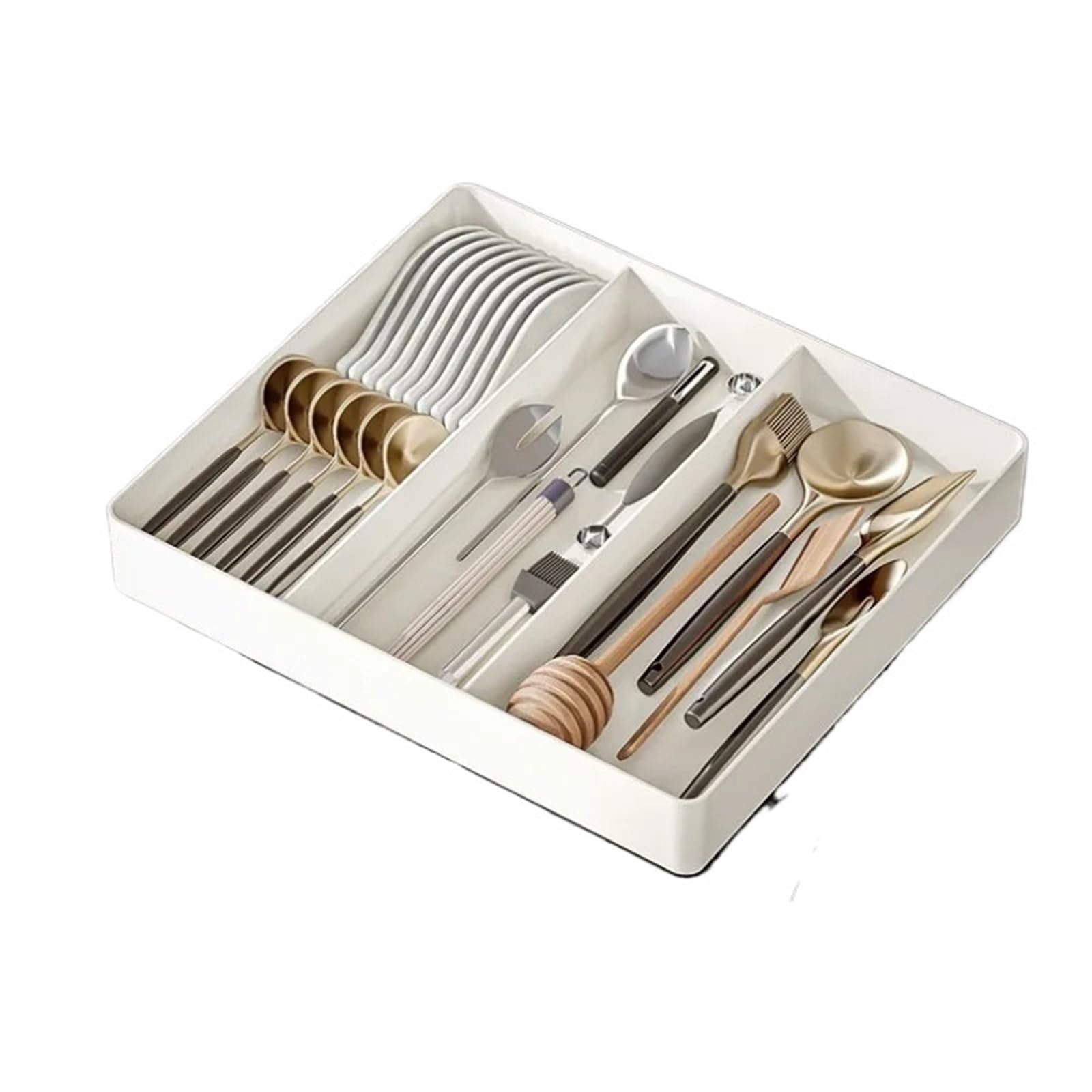 WDSBZNB Cutlery Tray Kitchen Drawer Retractable Storage Box 1pc Large-capacity Partitioning Tray Home Tableware Knife Spoon Organizing(Non-scalable)
