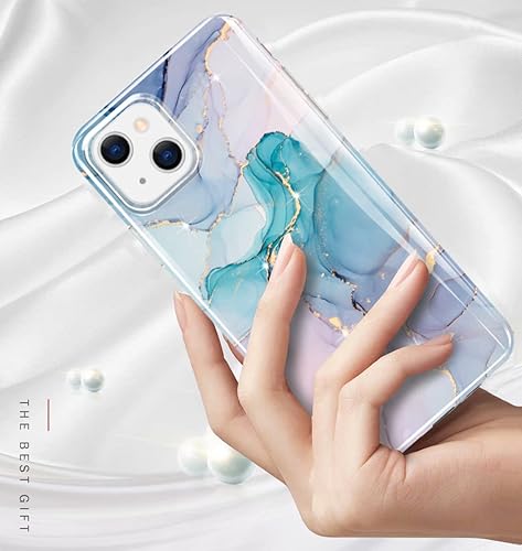 Miniatura 3 de luolnh Funda dorada brillante compatible con iPhone 14, diseño de mármol, a prueba de golpes, de silicona suave, a prueba de golpes, funda para