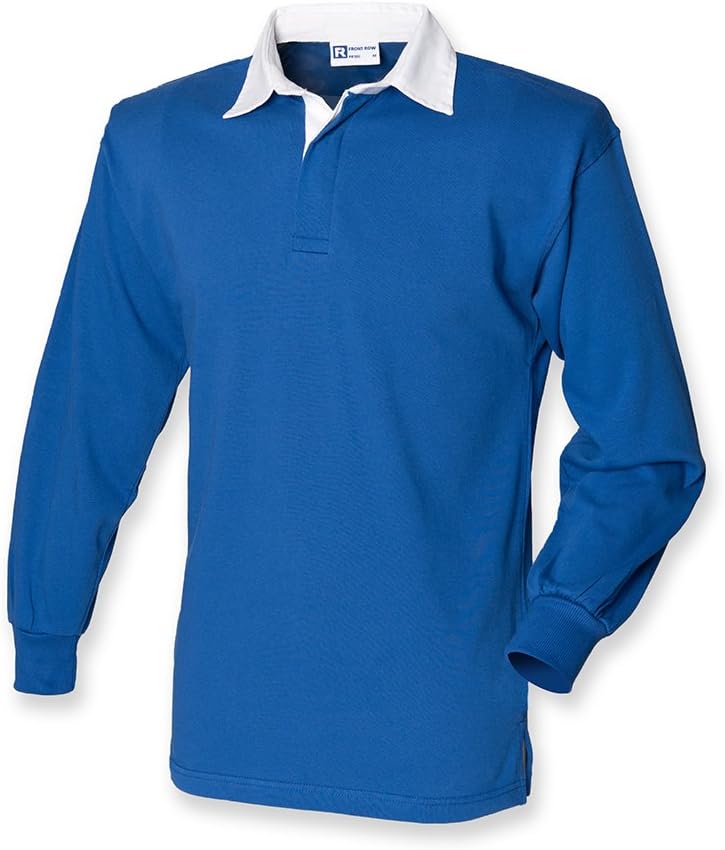 Front Row Men's Long Sleeve Classic Rugby Shirt Royal/White M