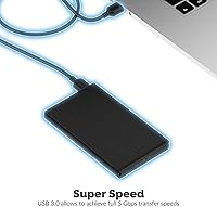 Vista 6 de SABRENT Carcasa de disco duro externo de aluminio SATA ultradelgada USB 3.0 a 2.5 pulgadas + cable de extensión USB 3.0 de 22 AWG de 3 pies