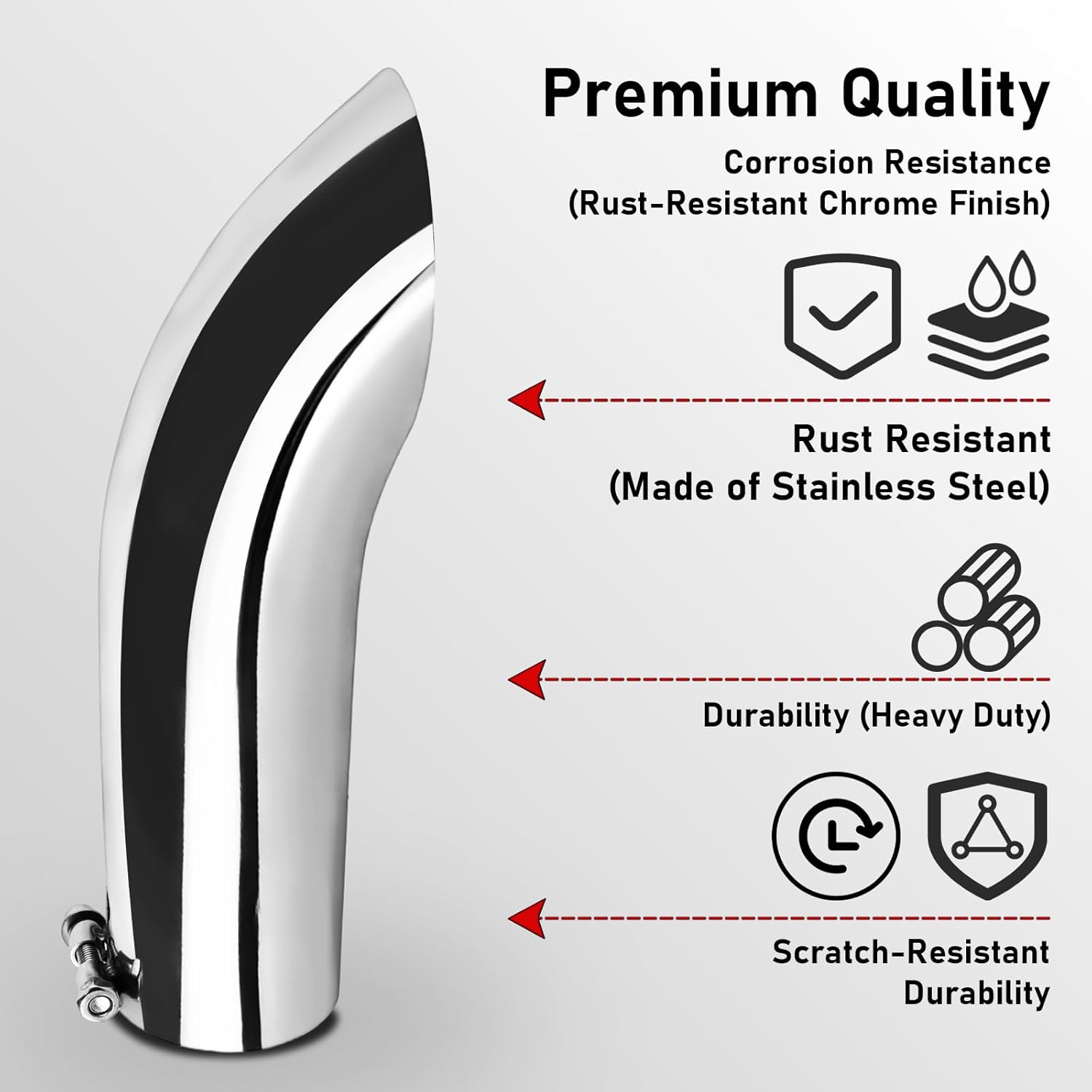 MuHize 3.5" Inlet Exhaust Tip, 3.5" Outlet 12" Overall Length Exhaust Elbow,Stainless Steel Polished, High Performance Automotive Replacement Exhaust Pipes for Pickup Truck, Car, Truck