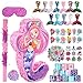 Wettarn 90 Pieces Mermaid Party Favors Includes Pinata Bundle 16 x 12 x 3 Inch, Mermaid Hairpin Slap Bracelets Rings Stickers for Kids Girls Mermaid Birthday Party Supplies Mermaid Goodie Bag Fillers