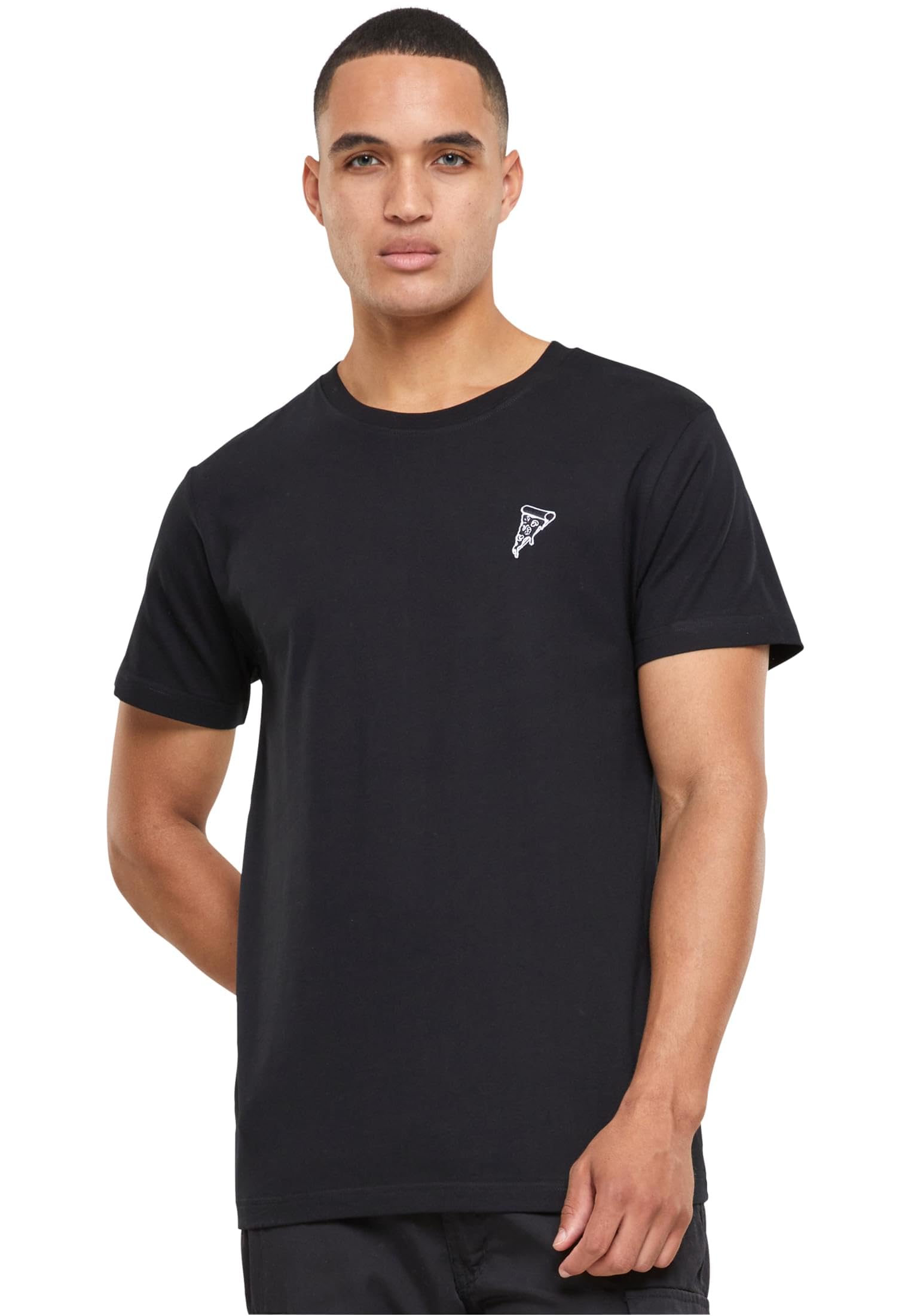 Mister Tee Men's Mt2711-Pizza Tee Emb T-Shirts, Black, XS