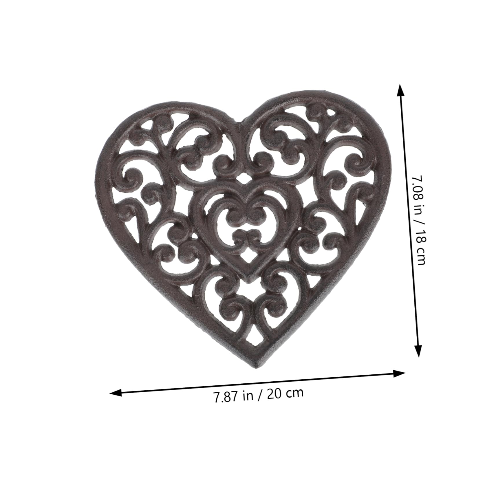 Sottopentola a Forma di Cuore in Ghisa Marrone, 1 Pezzo