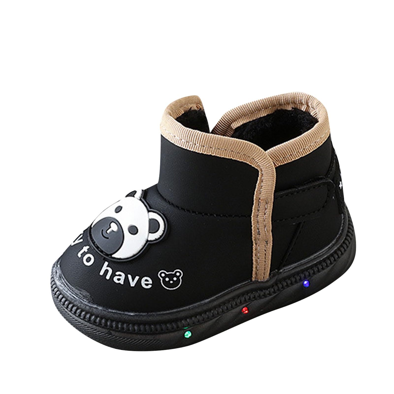 Kids Baby Winter Boots Boys Girls Toddler Warm Ankle Boots Infant Soft Sole Non-Slip with Grips Shoes Fashion Boot (Black, 6 Infant)