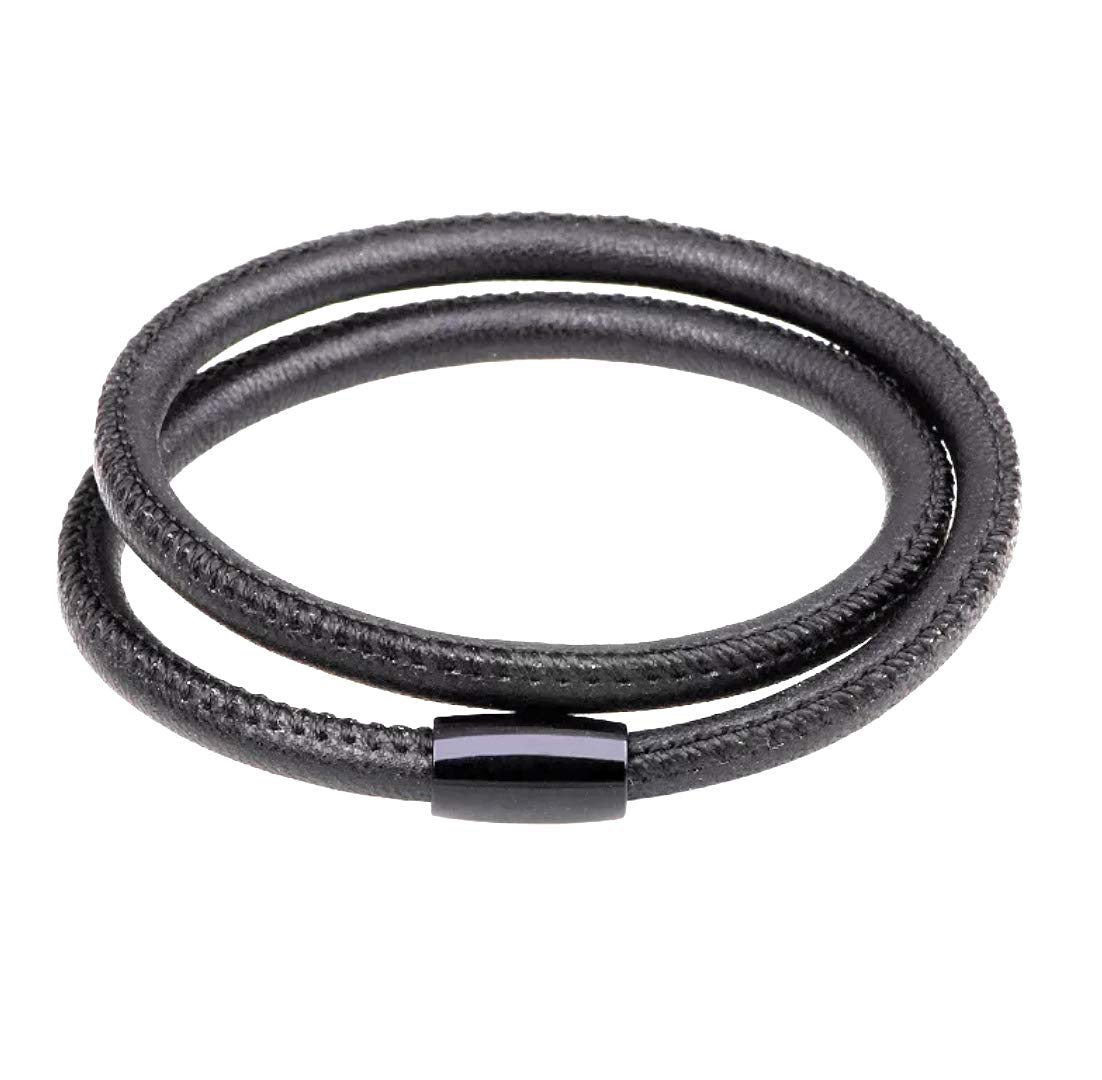 mens brown leather bracelet wraparound style.