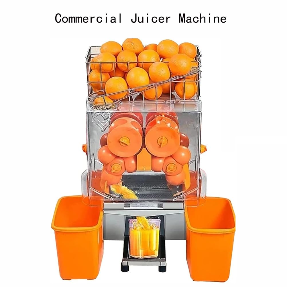 Extracteur Automatique De Jus d'orange À Mastication Lente, Presse-Agrumes Commercial avec 2 Seaux De Collecte Peau, 20 Oranges par Minute Et Taux Sortie De Jus 40 À 50% pour La Maison