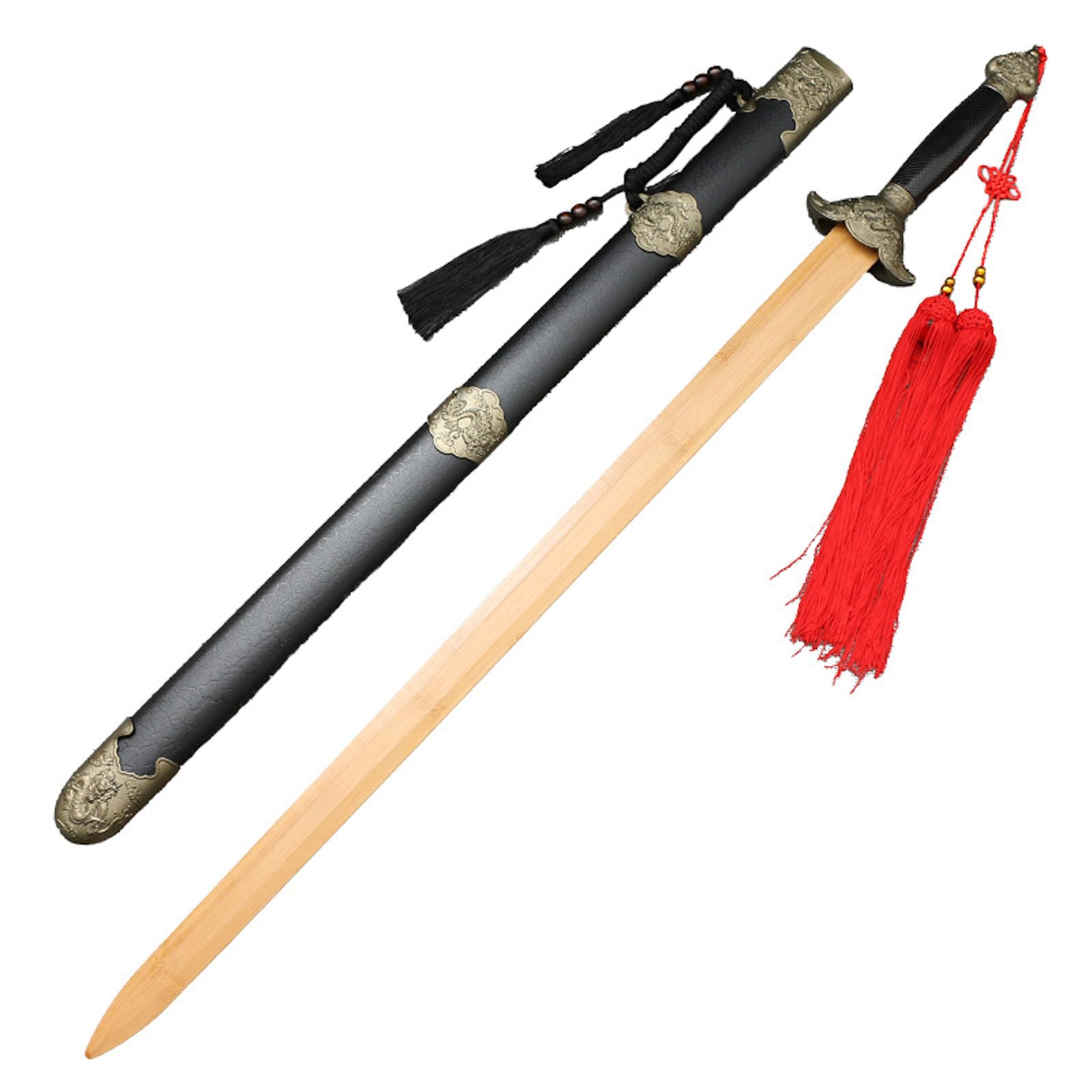 Espada de Tai Chi de Madera 98cm Hecha a Mano para Artes Marciales