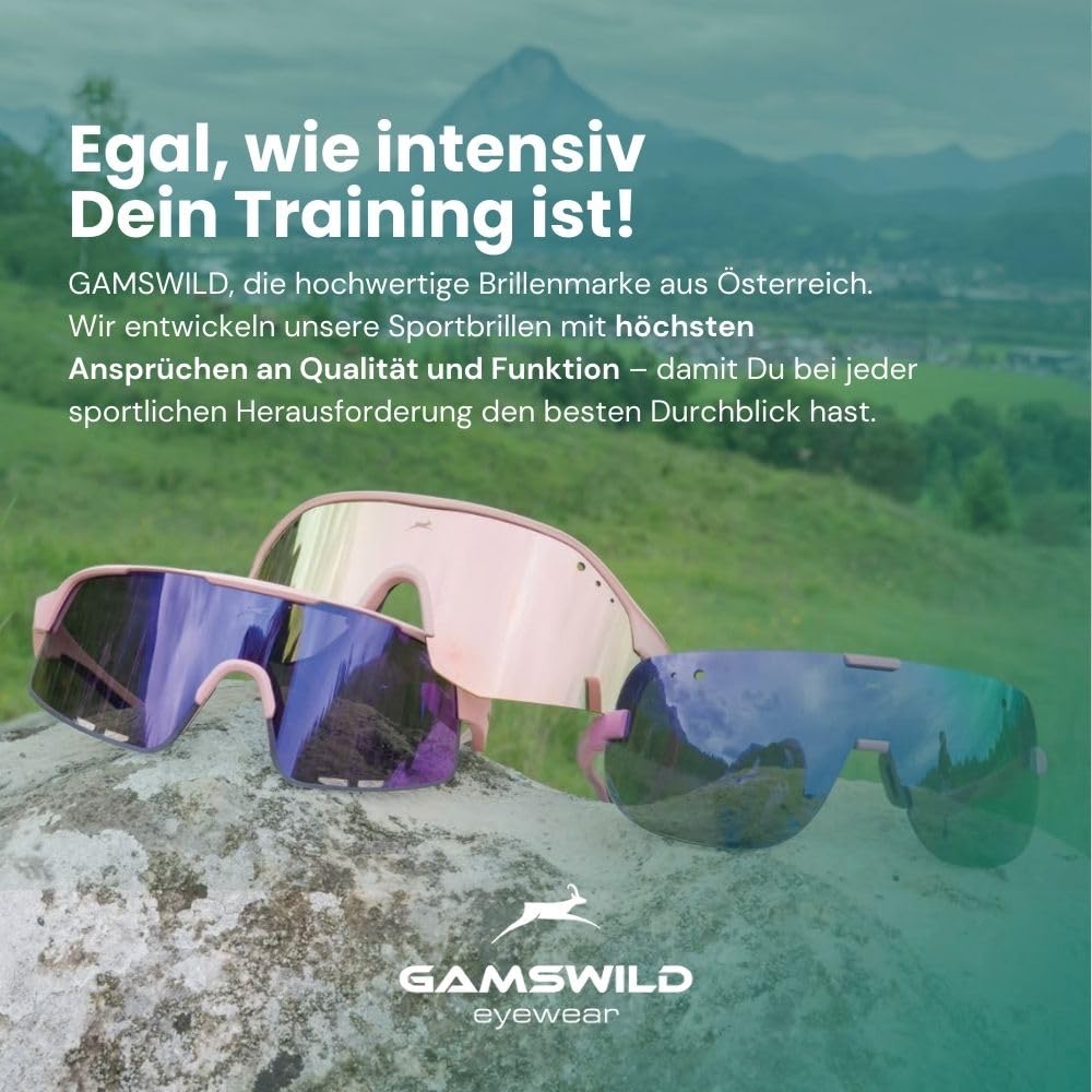 Gamswild WS5846 Fahrradbrille - Sonnenbrille - schnelle Rennradbrille - bruchsichere Polycarbonatgläser - 100% Schutz vor UV Strahlen - dank UV400 – 28g