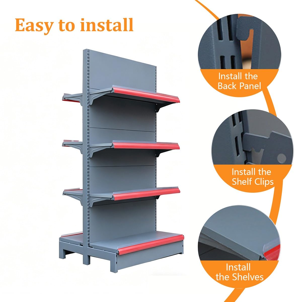 Langlebiges, doppelseitiges Gondelregal für Supers und Einzelhandel, Metall, vielseitiges Ladenregal-System (L x H 90 x 135 cm)