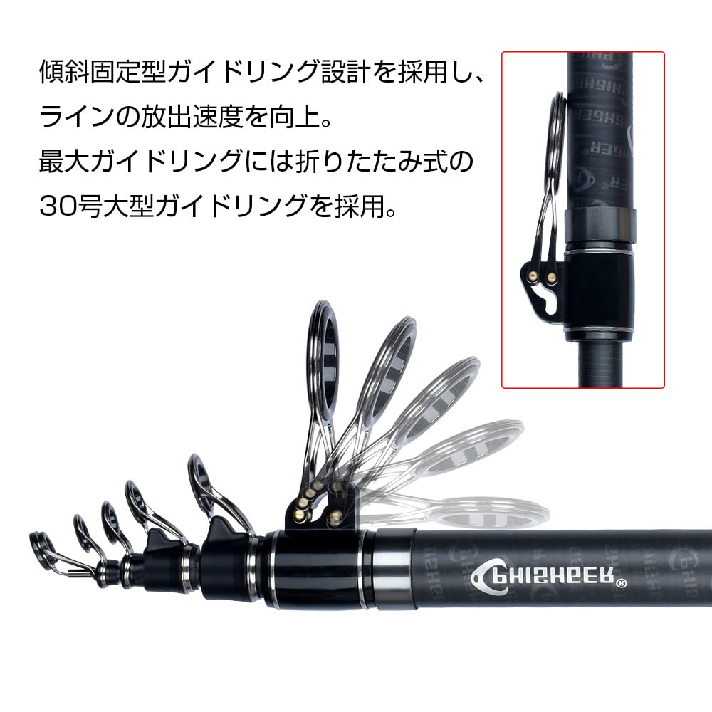 Amazon.co.jp: PHISHGER 伸縮式サーフスピニングロッド 3.6/4.2/4.5