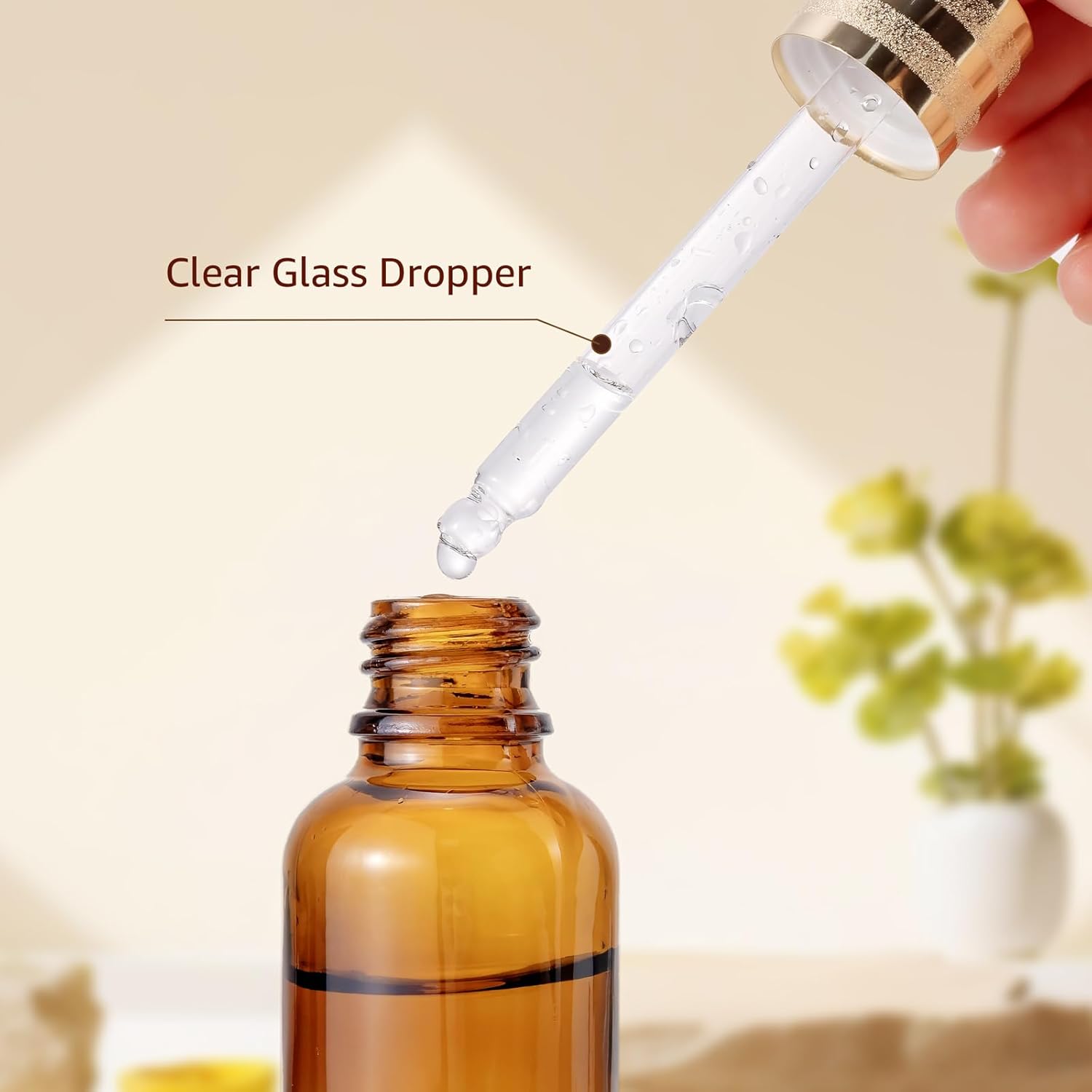 30 Pack 30ml Amber Glass Dropper Bottles with Droppers, Funnels & Labels for Essential Oils, 1oz Eye Dropper Bottles with Golden Caps, Brown Empty Glass Tincture Vials for Travel