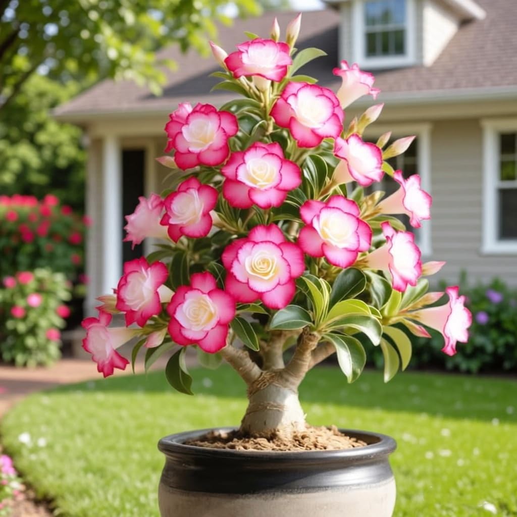 Desert Rose – Succulent with Vivid Trumpet – Drought-Tolerant Caudex – Ideal for Windowsills, Desktops & Indoor Decor (3)