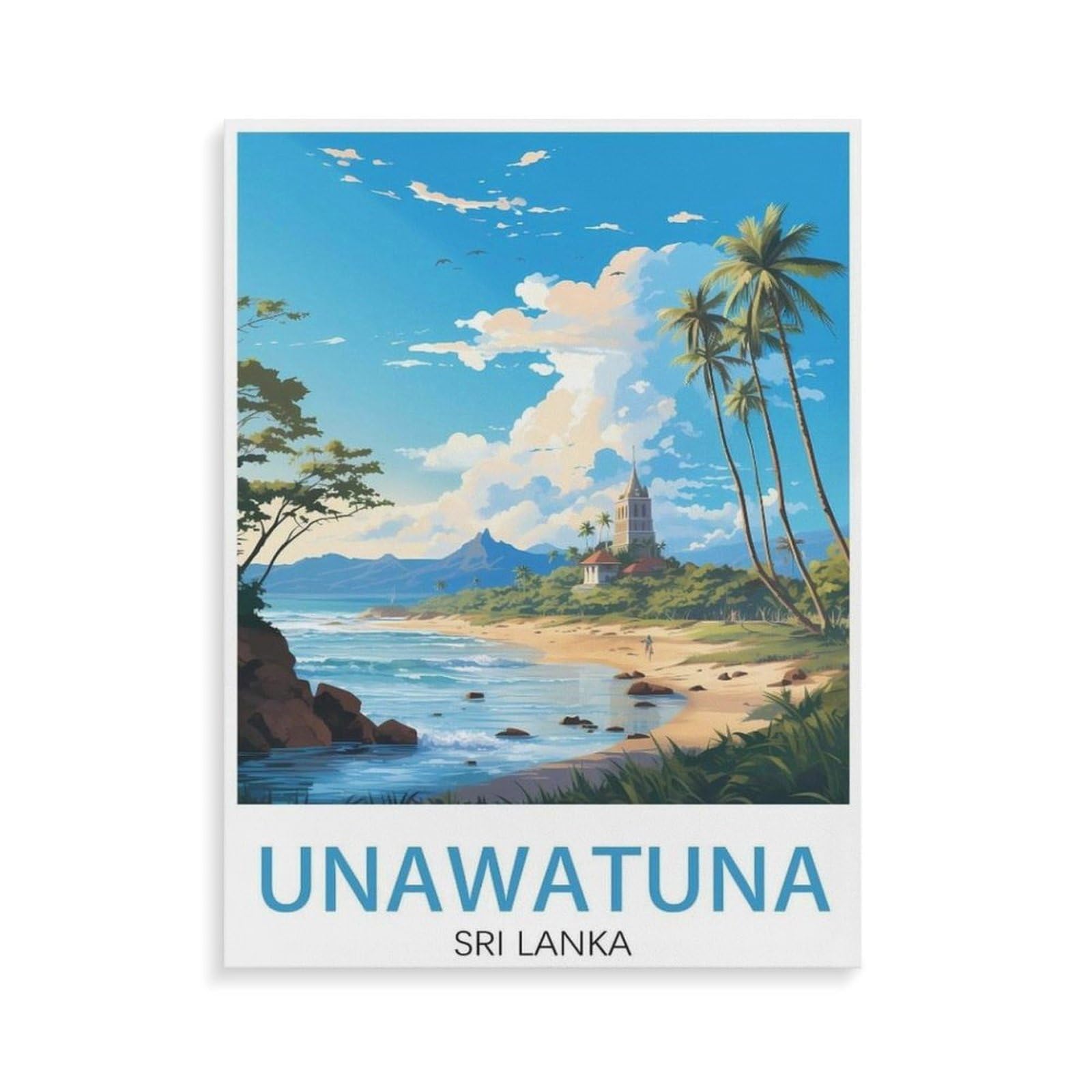 Beayodkp Women's A19 Paint By Numbers For Adult Girls，Unawatuna Sri Lanka，Painting By Number For Adults Diy Digital Painting For Beginners Wall Decor Drawing Gift(40X50cm-N68