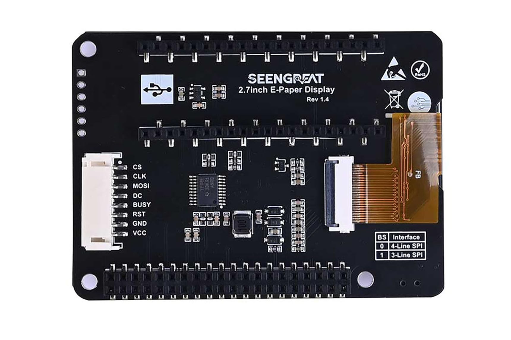 Waveshare Eink 2.7inch E-Ink Display HAT Compatible With Raspberry Pi 5/4B/ 3B/Zero/Zero W/Zero 2 W/Pico/Pico W/Pico 2/Pico 2W/ Jetson Nano, 264x176 Pixel Raspberry Pi Monitor