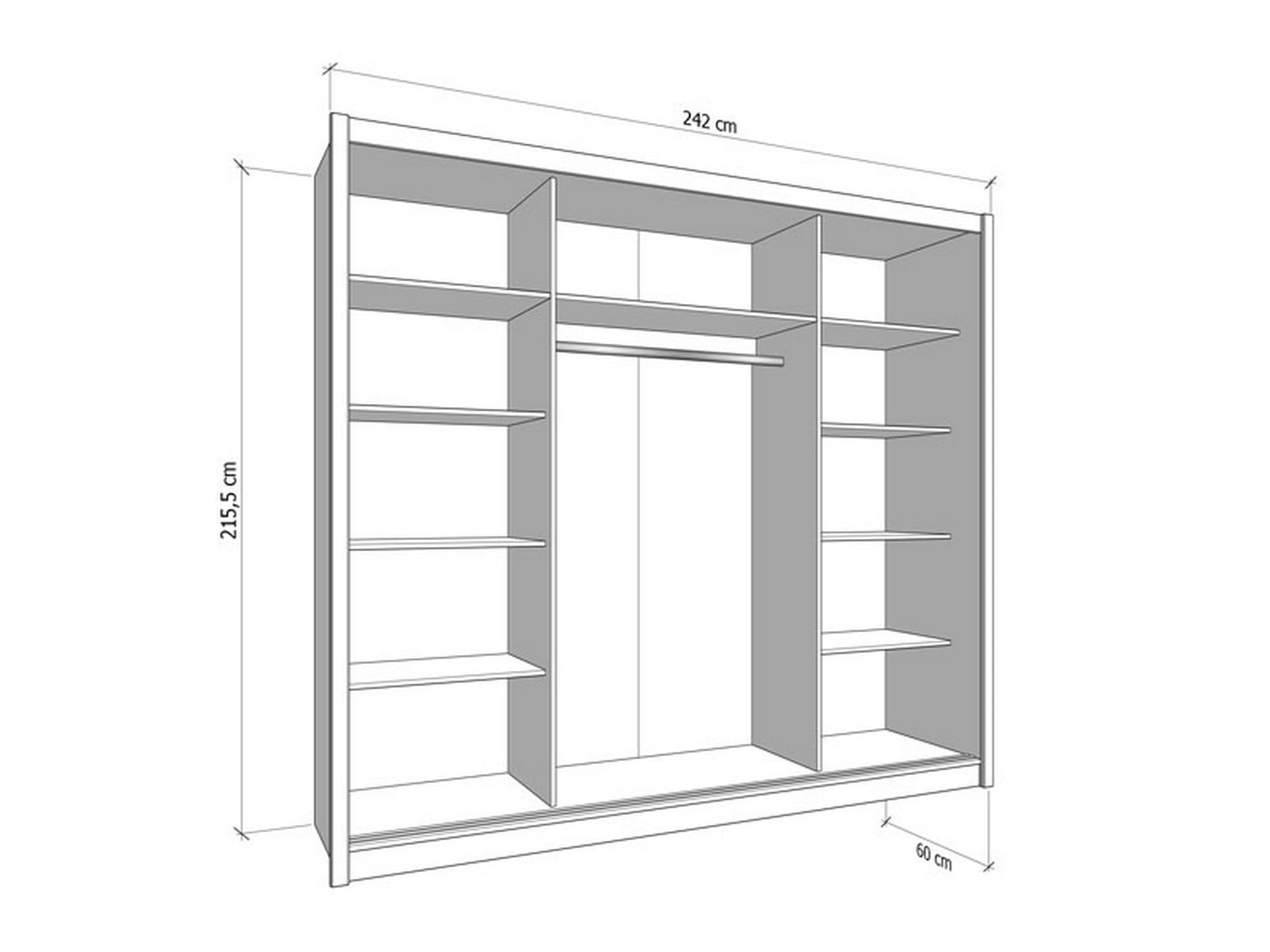 Dmora Guardaroba 2 Ante Hamiha 242x216h cm Marrone Rovere Nodi Appendiabiti 9 Ripiani, Armadio Camera da Letto 2 Ante