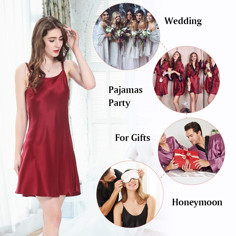 LilySilk Women's 100 Silk Nightdress Short Low Scoop Back Ladies Chemise Nightgown 16 Momme Pure Silk