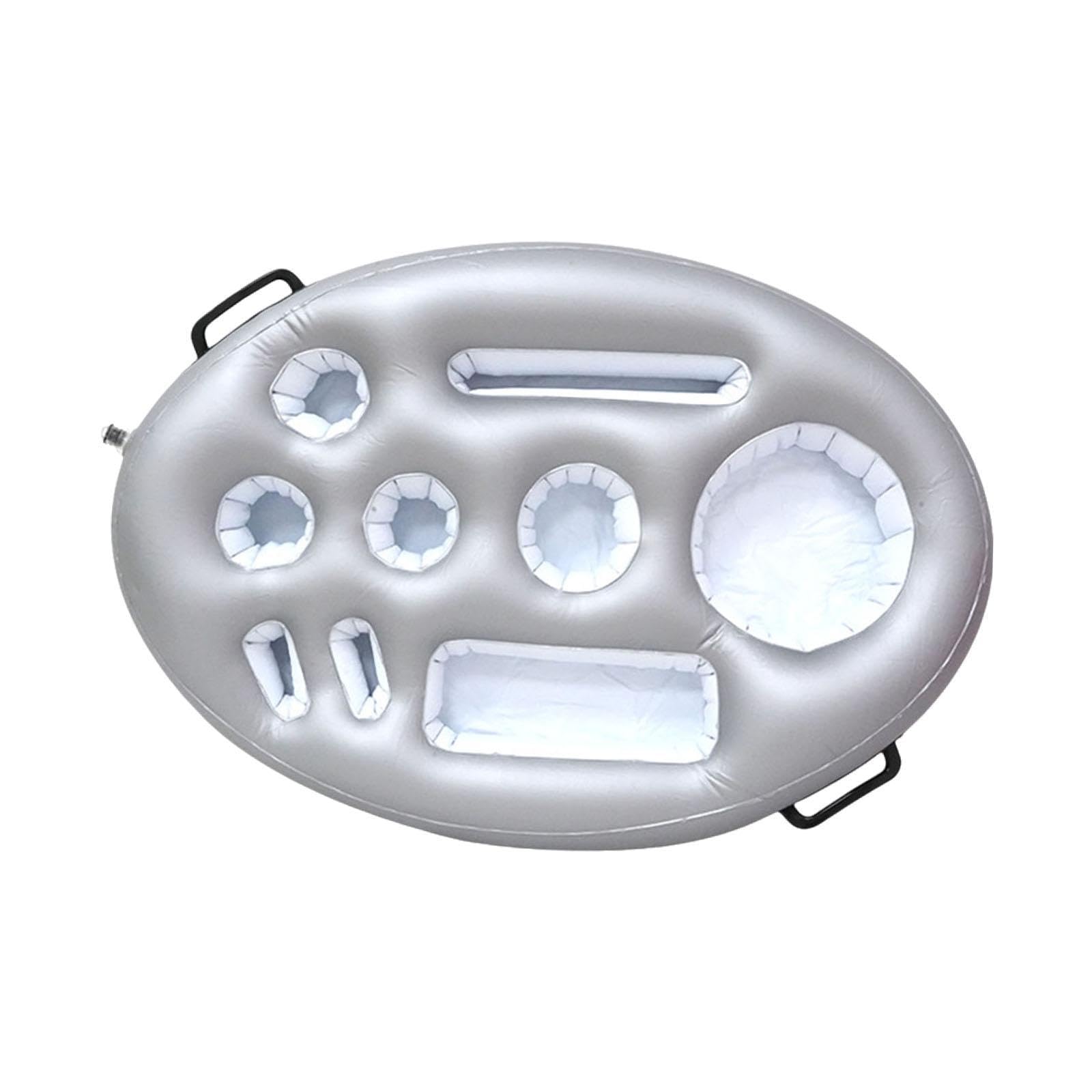 Almencla Porte-Boissons Flottant Gonflable, Plateau Buffet, Refroidisseur de Boissons en PVC, Porte-collations pour Bouteilles, Gobelets et Fruits, Idéal pour, Argent