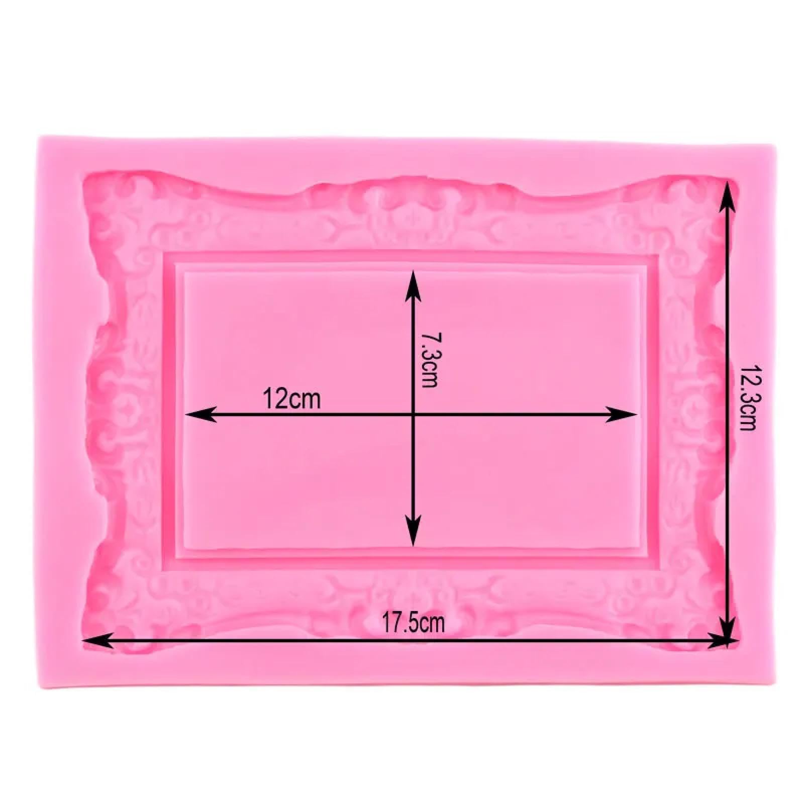 Moldes de silicona para fondant, marco de fotos de 17,5 x 12,3 cm, marco de fotos para fondant, molde de silicona, herramientas de decoración de pasteles, molde de arcilla de chocolate y caramelo