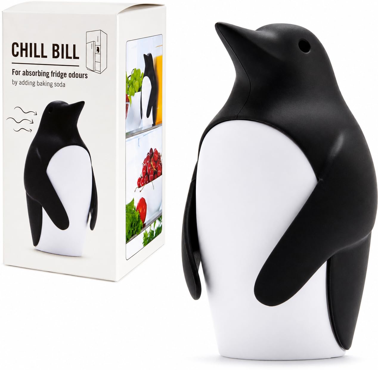 Chill Bill Refrigerator Deodorizer, Baking Soda Container, Baking Soda Fridge, Deodorizer, Cute Gifts, Kitchen Gadgets | Reusable Refrigerator Container (Black & White)-image-27