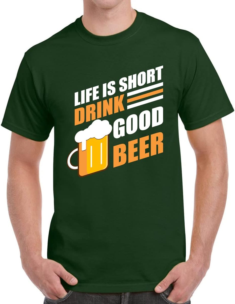 Caseria Men's Round Neck Cotton Half Sleeved T-Shirt with Printed Graphics - Life Short Good