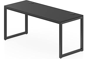 SHW Home Office Black Metal Computer Desk: Ample Workspace, Modern Aesthetic