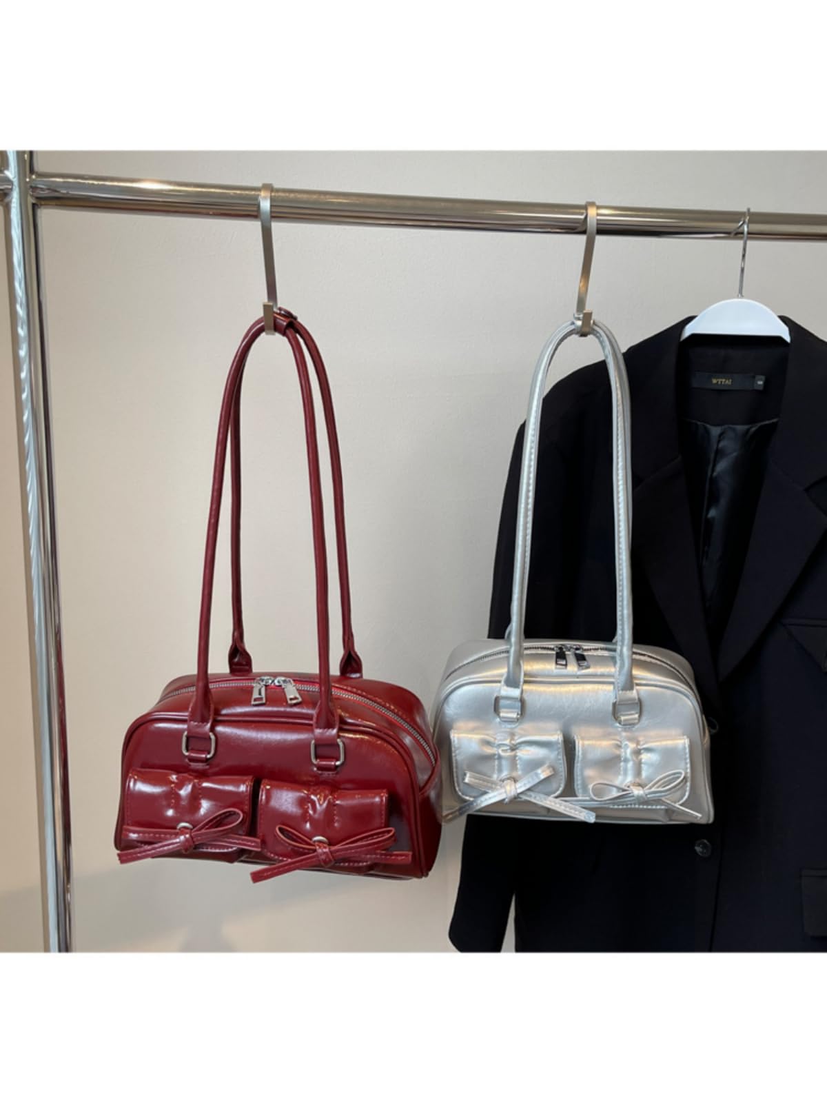 Bolso de mano retro de mariposa para mujer, de piel sintética, con asa para axilas, bolso de hombro Y2K