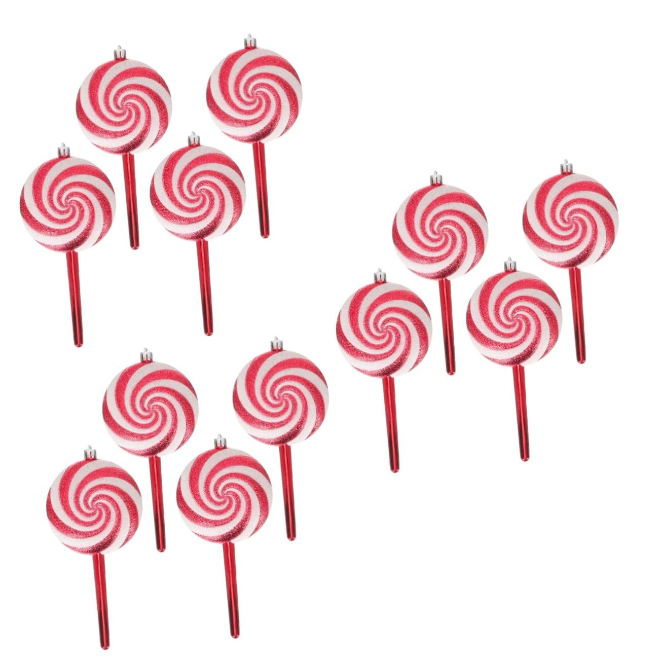 TOPBATHY 12 Pz Decorazioni Di Caramelle Natalizie Finti Bastoncini Di Zucchero Appesi Caramelle Appese Di Natale Ciondolo Lecca-lecca Albero Di Natale Ornamento Di Caramelle Rosso Plastica