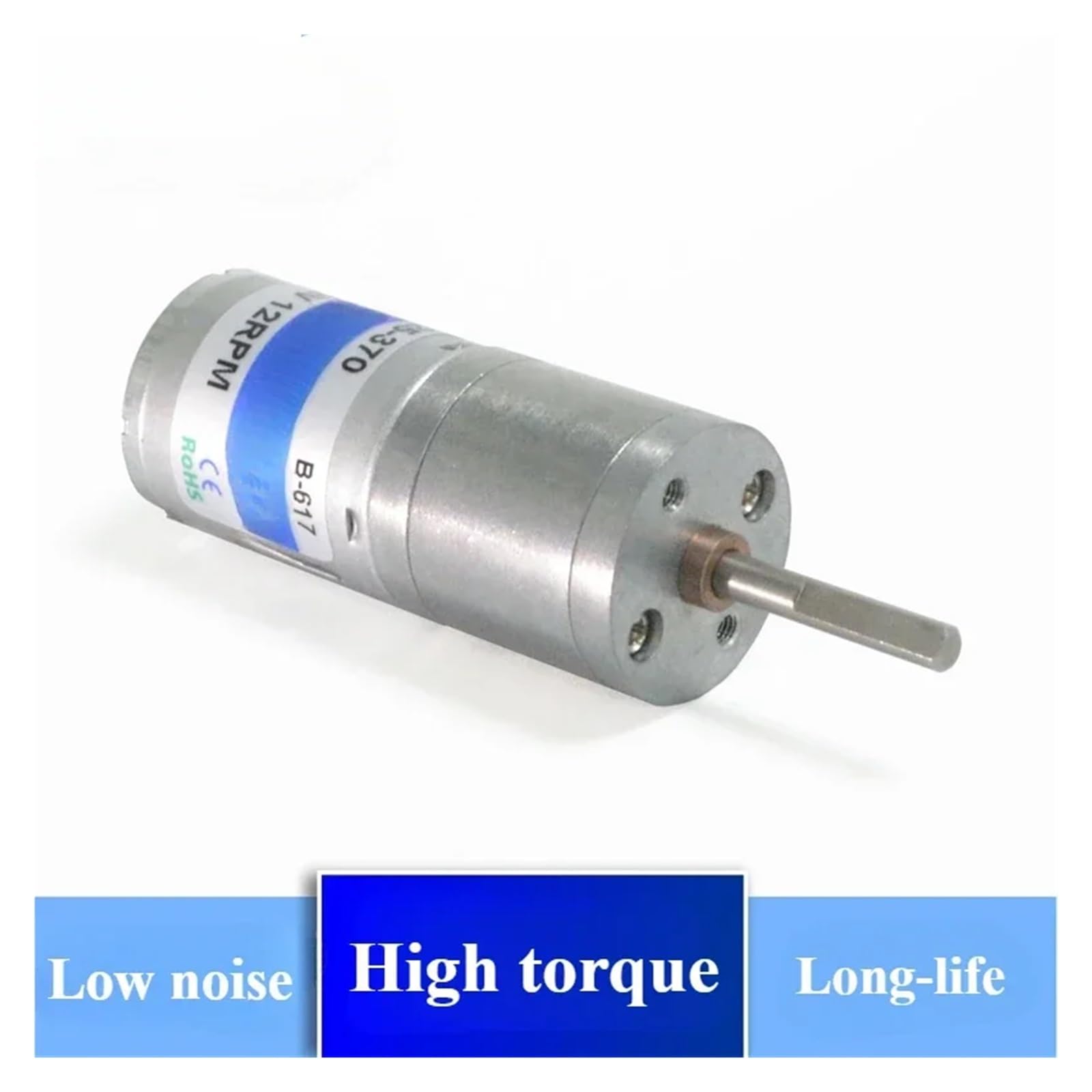 Getriebemotor, Gleichstrom, 6 V, 12 und 24, geräuscharm, niedrige Geschwindigkeit, Getriebedurchmesser 25 mm, lange Welle, JGA25-370 (10 U/min_6 V)