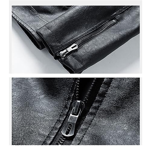 Chaqueta de cuero para hombre con cierre y bolsillos miniatura 5