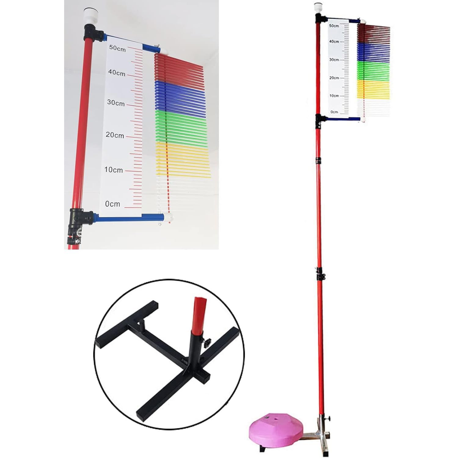 Probador de salto vertical, herramienta de medición de salto para jugadores de baloncesto, dispositivo de entrenamiento de salto alto con base estable, soporte de suelo para gimnasio en casa