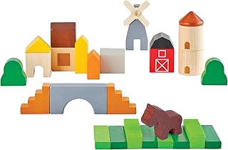 PlanToys® Country Blocks Wooden Montessori Building and Imaginative Play...