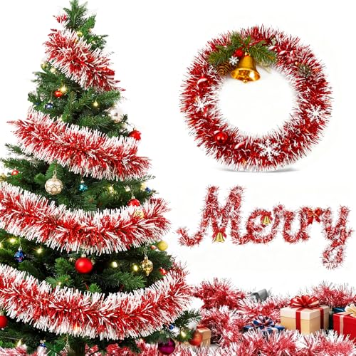 20m Weihnachtsgirlande Girlande Weihnachten Lametta Weihnachtsbaum -...