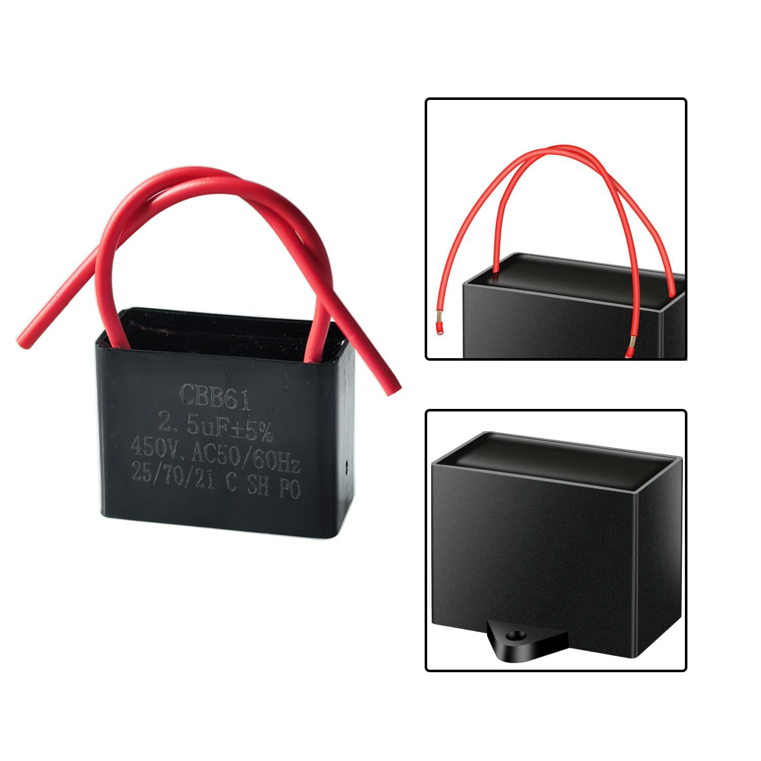 GTIWUNG 6 sztuk CBB61 2,5μF 450V kondensator rozrusznika silnika z przewodem 2.5uF AC 50/60Hz klimatyzowany wentylator silnika kondensatory robocze