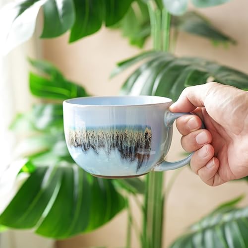 Miniatura 6 de Bosmarlin Juego de 2 tazas de café grandes de cerámica, 23 onzas, tazones de sopa jumbo con asas, aptos para lavavajillas y microondas (23 onzas,