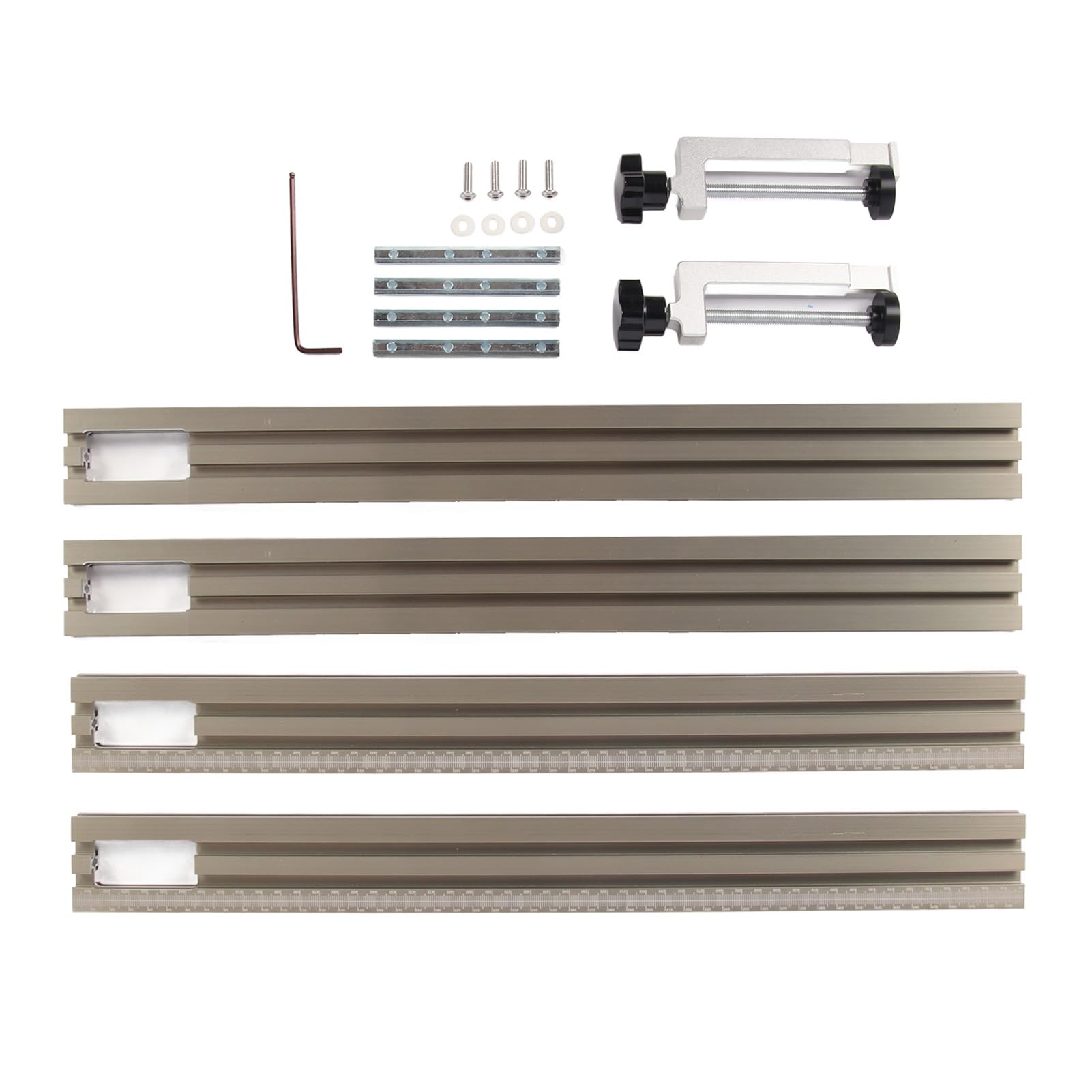 Riel Guía para Carpintería, 500 Mm Aleación de Aluminio Ajustable Soporte de Riel Guía Auxiliar Carril Guía de Fresado Sistema de Guía de Rieles Paralelos con Diseño de Cerradura