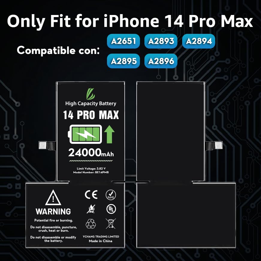 Amazon.com: LL TRADER Battery for iPhone 14 pro max, 24000 mAh