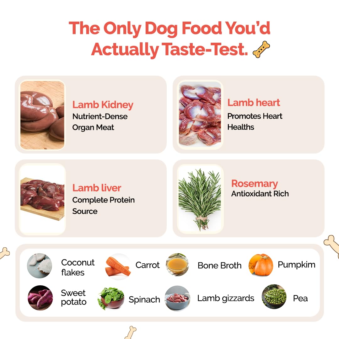 Goofy Tails Lamb & Rosemary Wet Dog Food 1.5kg (100g X 15 Pack) Wholesome, Human Grade, Preservative Free, Grain & Gluten Free, Taste Booster & Food Topper 1
