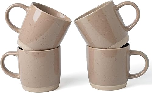 famiware Juego de tazas de café para 4, serie Milkway, marrón canela