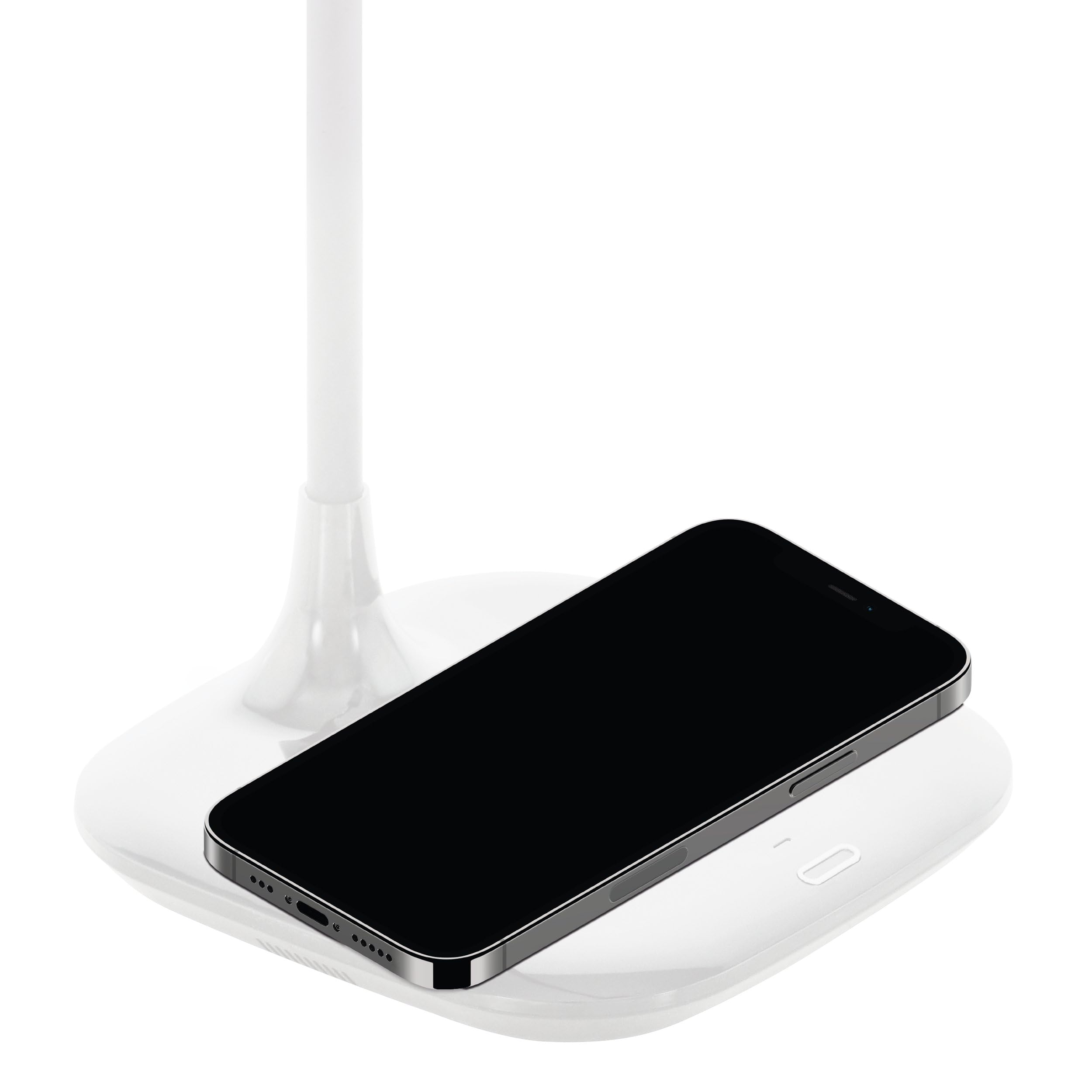 EGLO LED Tischlampe Masserie, 1 flammige Tischleuchte mit Touch | QI Ladestation, dimmbar, Schreibtischlampe, Minimalismus aus Kunststoff in Weiß