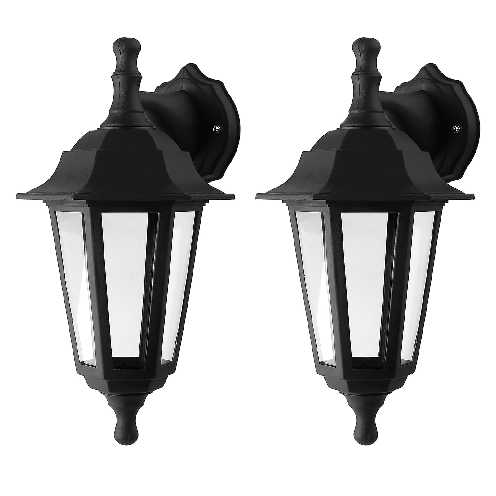 olvaxey Plastic Outdoor Wall Light with Glass Diffuser - AC Powered Wall Light for Exterior,IP44(Excluded Bulb) (Black, 2pack)