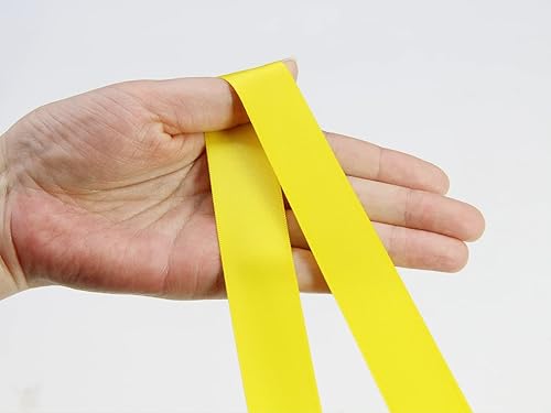 Miniatura 2 de Cinta de satén amarilla de doble cara de 1 pulgada para boutique de flores, cinta para envolver regalos, 0.984 in, 100 yardas, cinta de seda para